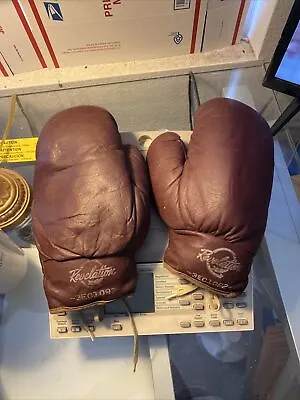 Vintage Leather Revelation Youth Boxing Gloves 3EC1092 Maroon Brown Pair #2 • $22.80