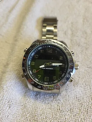 INFANTRY CO MENS WATCH MILITARY DUAL TIME Tachymetre BLACK • $25