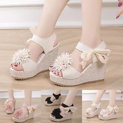 Casual Side Straps Slope Bottom Roman Shoes Fashion Women'S Sandals Summer • $29.96