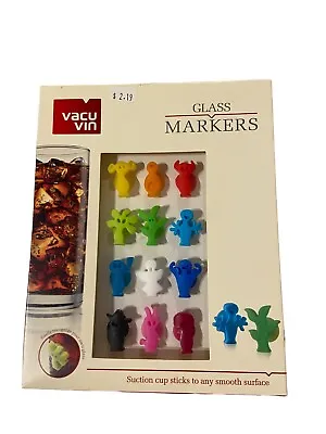 $11.99 • Buy Vacu Vin Glass Markers Monster Party People Character Wine Charms Set Of 12 NEW