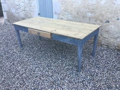 Early C19th Rare French Pine Plank Top Kitchen Farmhouse Table 200l 90 W Drawer • £550