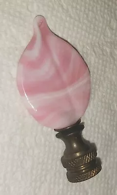 Vintage Antique Pink Marbled Art Glass Leaf Shaped Brass Lamp Finial • $25