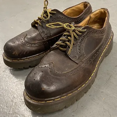 Vintage 90s Dr. Doc Marten Brown Leather Wingtips Oxfords AW04 England Size 9 • $69.99