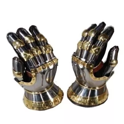 Medieval Armor Steel Gauntlets Late Gothic Knight SCA LARP Gloves • $137