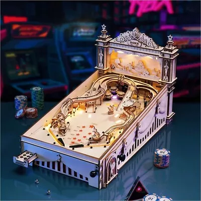 ROKR 482PCS 3D Pinball Machine Wooden Puzzle DIY Vintage Style Family Game Gifts • $158.99