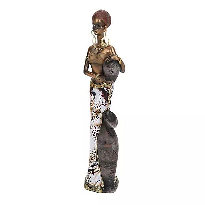 African Woman Statue Resin Tribal Lady Figurine Mysterious African Sculpture ◈ • $56.75