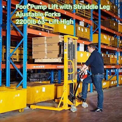 Manual Pallet Stacker Hand Walkie Pallet Forklift With Straddle Leg 2200lb 63  • $1802