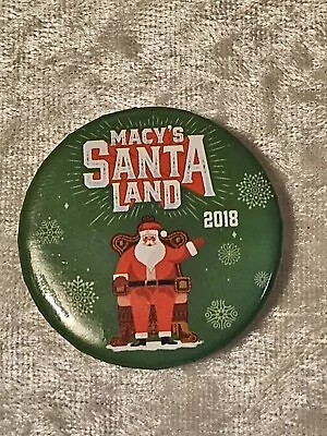 MACY'S Christmas Santa Claus Land Santaland BUTTON PIN 2018 Collect • $12.50