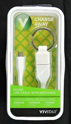 Vivitar Charge Away Micro USB Cable With Keychain White Android Samsung • $11.99