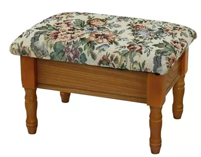 Vintage Wooden Foot Stool Storage Padded Ottoman Oak Finish Antique Looking Rest • $40