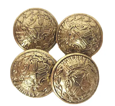 $9.95 • Buy Vintage Crown & Arrow Gold Tone Lot Of 4 Front Metal Round Uniform Buttons .80 