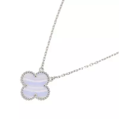 Van Cleef Arpels Vintage Alhambra Chalcedony Necklace 18K WG 750 90220910 • £2144.49