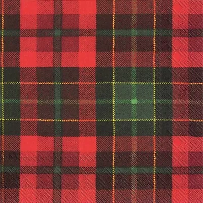 £1.39 • Buy 4 Single Paper Decoupage Napkins. Red And Green Scottish Tartan Design -955
