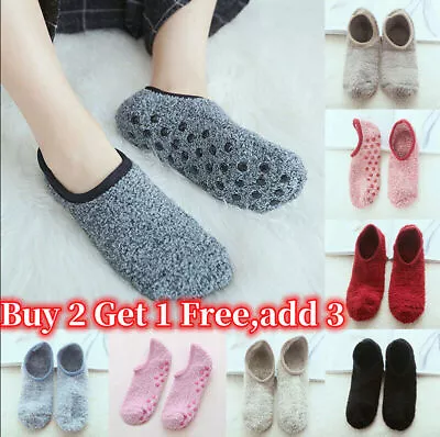 £3.60 • Buy Winter Warm Non-slip Home Fleece Thick Bed Slipper Floor Ankle Socks Women Mens
