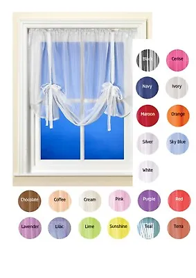 Voile Tie Blinds Net Curtain Slot Top Sheer Panel 57  & 87  W 54  Drop 21 Colour • £4.95