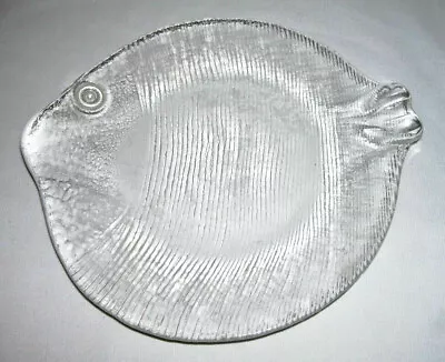 Beautiful Round Tempered Glass  FISH  PLATE W/Textured Bottom ~ Italy • $6