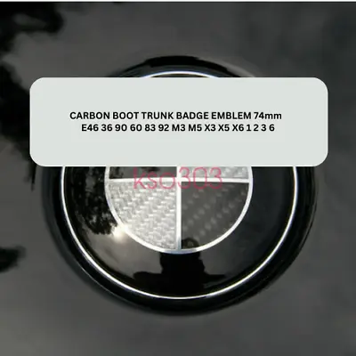 CARBON BOOT TRUNK BADGE EMBLEM 74mm   E46 36 90 60 83 92 M3 M5 X3 X5 X6 1 2 3 6 • $18.99