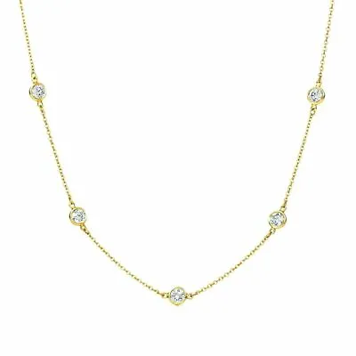$339.99 • Buy Diamond By The Yard Bezel Station Necklace Real 14K Gold 3.00CT T.W. Simulated
