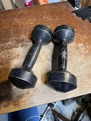 2 X 5 Lb Vintage Dumbbells Cast Iron Taiwan Stamped 10 Pounds Nice Condition • $12