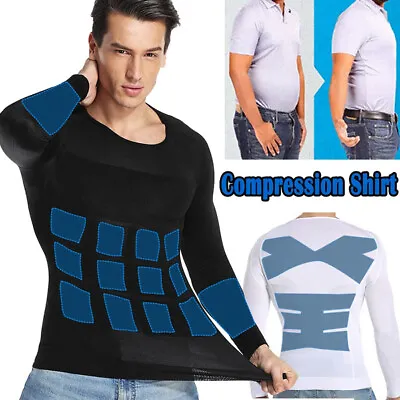 Mens Slimming Body Shaper Male Belly Posture Corrector Compression Shirt Corset • $16.79