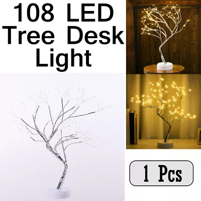 USB LED Night Light Tree Table Desk Lamp Gold Branch Battery Wedding Party Decor • $23.99
