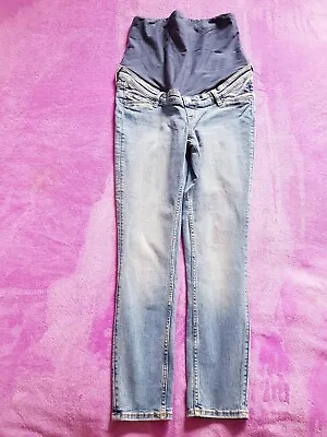 H&M Mama Maternity Size S Over Bump Skinny Ankle Jeans L26  - Blue • $12.33