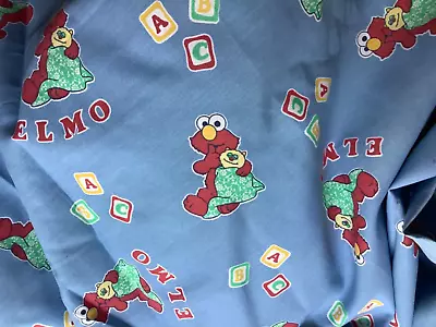 Lt Blue Vintage Sesame Street Baby Elmo With Blocks Cotton Blend Fabric PER YARD • $9.99