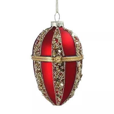 £8.99 • Buy Gisela Graham Matt Red Floral Trellis Glass Bauble