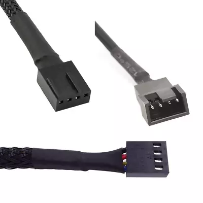 E863 Black 4 Pin 6pcs 26cm PWM Nylon PC Fan Extension Power Cable Connector  • $11.51