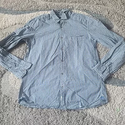 Label Of Graded Goods Mens Button Up Shirt Large Blue Plaid Collared Long Sleeve • $8.99
