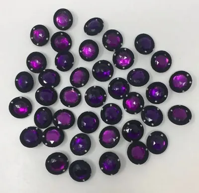 $5.95 • Buy Vtg Purple Rhinestone Black White Fabric Wire Shank Buttons 23mm Lot Of 5 AA21B