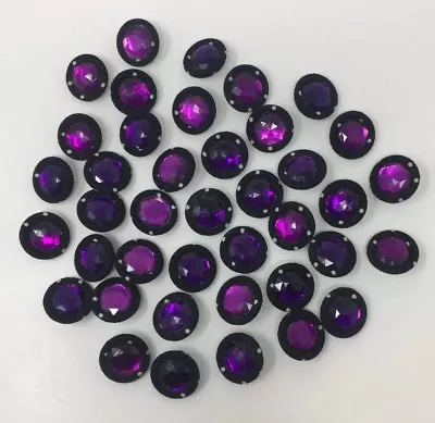 $5.99 • Buy Vtg Purple Rhinestone Black White Fabric Wire Shank Buttons 23mm Lot Of 5 B103