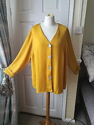 Mustard Long Sleeved Button Detail Top Size 20 • £3