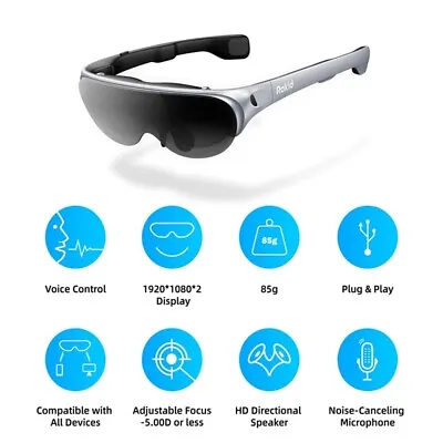 Rokid Air AR Smart Glasses 120  Screen Wit 1080P OLED Foldable Home Game Viewing • $395