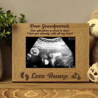 New Baby Pregnancy Scan Wooden Photo Frame Grandparents Gift FW-29 • £14.98