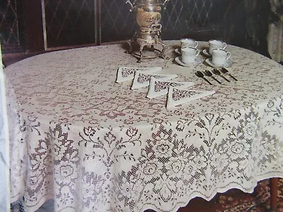 NEW Nottingham Lace Ivory Oval Tablecloth Table Charm 70x90” USA VTG • $29.99