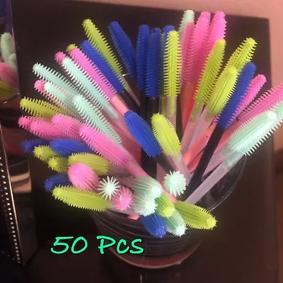 50pcs Eyelash Mascara Wands Brush Set  Disposable Silicone Extension Applicators • $7.20