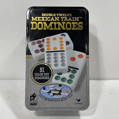 Mexican Train Dominoes 91 Color Dot Classic Game Double 12 By Cardinal In Tin • $9.50