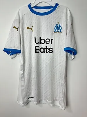 White Blue Puma Olympique De Marseille Home  Soccer Jersey Size XL • $59.98