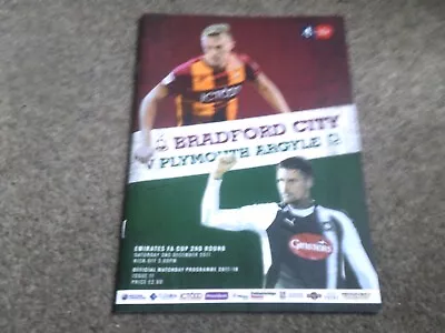 Bradford City V Plymouth Argyle Fa Cup Programme 2nd December 2017 • £2.99