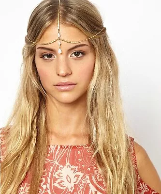 £3.59 • Buy Fashion Boho Women Crown Hair Cuff Chain Gold Tassels Headband Headpiece Party