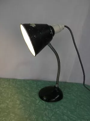 Vintage Midcentury Modern Black Desk Lamp With Cast Iron Base • $40