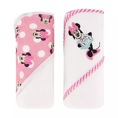 2 Pack Cudlie Baby Disney Minnie Mouse Hooded Bath Towels - Happy Dots Print • $12.95