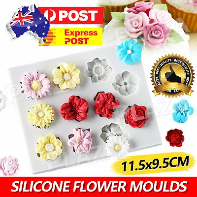 $5.45 • Buy 3D Flower Silicone Fondant Mould Cake Border Decor Baking Mold Sugarcraft DIY AU