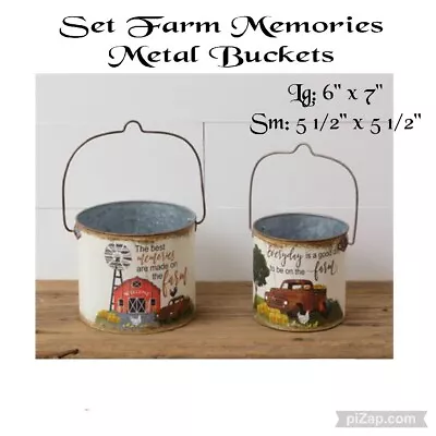 New Primitive Set 2 Farm Memories Metal Buckets By YHD • $30