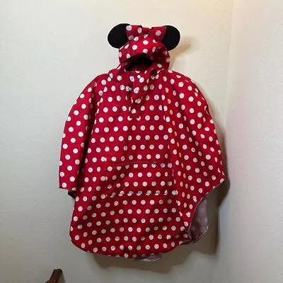 Disney Parks Mickey Minnie Mouse Rain Poncho Adult M/L Red And White With Ears • $50