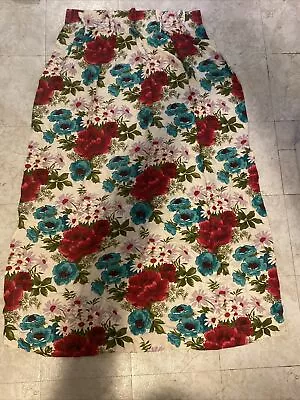  Vtg Vintage Barkcloth Curtain Drape Fabric Floral 35”x51” Great Shape  • $55