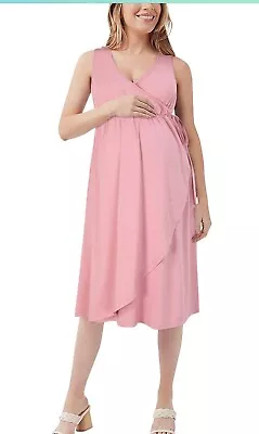 Women's 3 In 1 Nursing Dress Gown Robe With Pockets Sz Small Pink Delivery Labor • $9