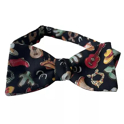 Kotty Design USA Black Western Motif Cotton Adjustable Pre-tied Bow Tie • $15