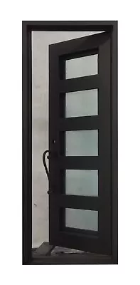 Reno Model Single Front Entry Wrought Iron Door  Frost Glass 38 X 96  • $2495